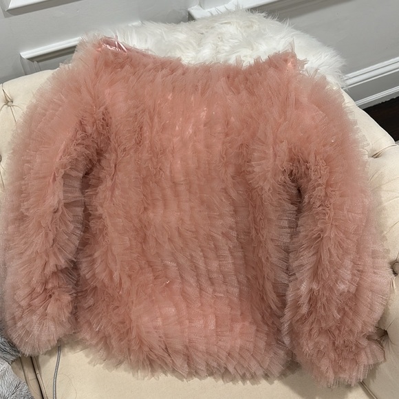 Shop Akira LOOFAH TULLE OFF THE SHOULDER MINI DRESS soft pink S - Picture 6 of 7